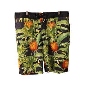 Hurley Phantom Shorts Size 32 Mens Green Pineapple Toucan Hawaiian Surf Swim